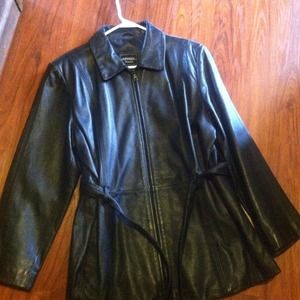 Black leather coat