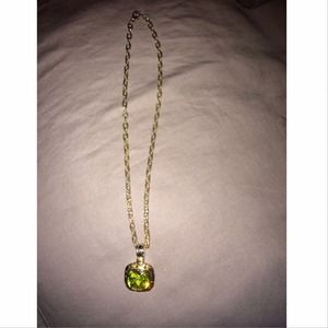 🎀HOLD🎀  16" Silver Chain with Green Stone.
