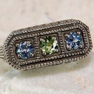 ‼️Natural aquamarine and peridot ring