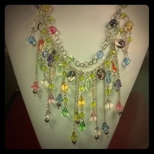 642 Austrian Crystals and Acrylic Bib necklace set