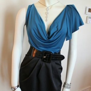 Blue and black dress with big belt. Size 9