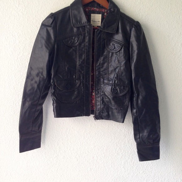 Dark Brown Faux Leather Jacket. - Picture 1 of 3