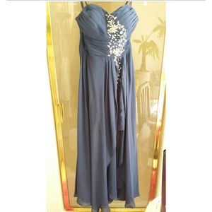 Navy Blue and silver Prom Dress