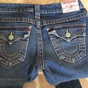 True religion jeans with mint buttons