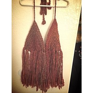 crochet halter fringe top