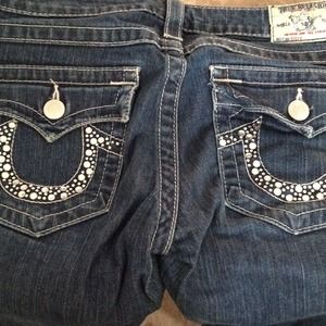 True religion jeans with rhinestone pockets