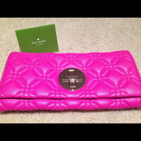 Kate Spade Pink Quilted Leather Clutch