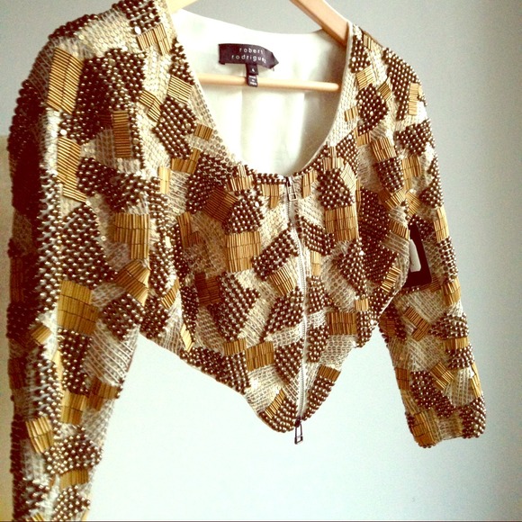 Robert Rodriguez Gold Cropped Jacket