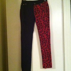 Red leopard print pants