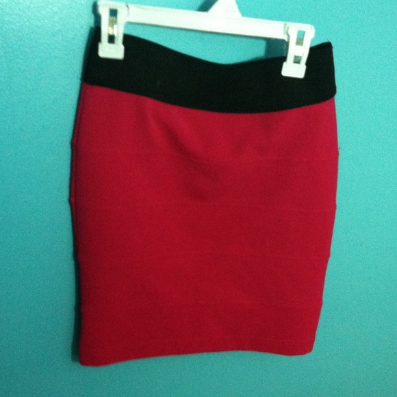 Pink and black pencil skirt.
