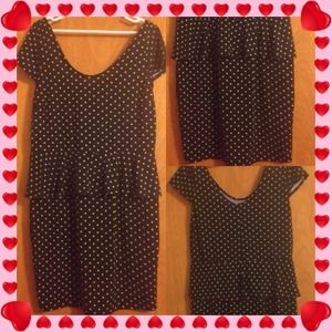 Black & Green Poke-a-dot Peplum Dress 1X
