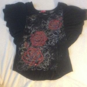 Bongo black shirt with roses