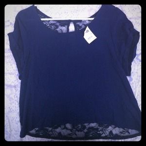 Navy blue crop top with lace back!