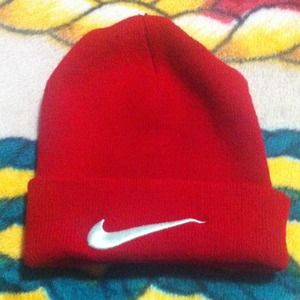 Red nikey beanie