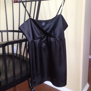 DONATED Black Satin strappy top