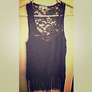 NWT Crochet Fringe Top