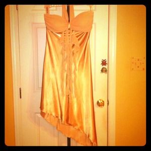 Champagne Glistening Nude Asymmetrical Dress