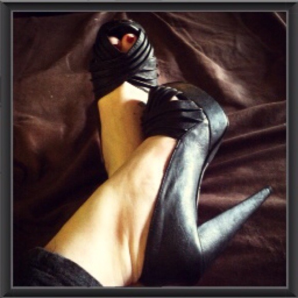 Black Peep Toe Heels