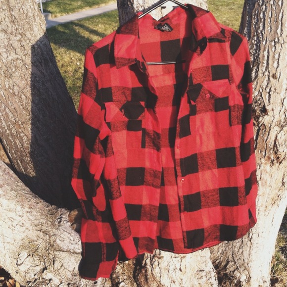 Red and black grunge plaid shirt