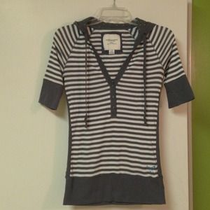 Gray & white stripe hoodie