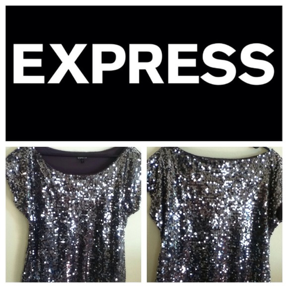 Express Tops - ON HOLD Express silver sequined top