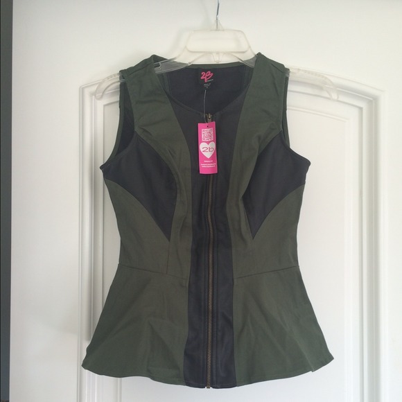 2b bebe: ARM faux leather peplum blouse