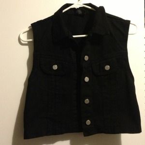 Black jean vest