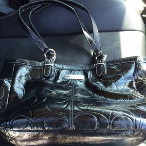 Black patent leather authentic coach purse