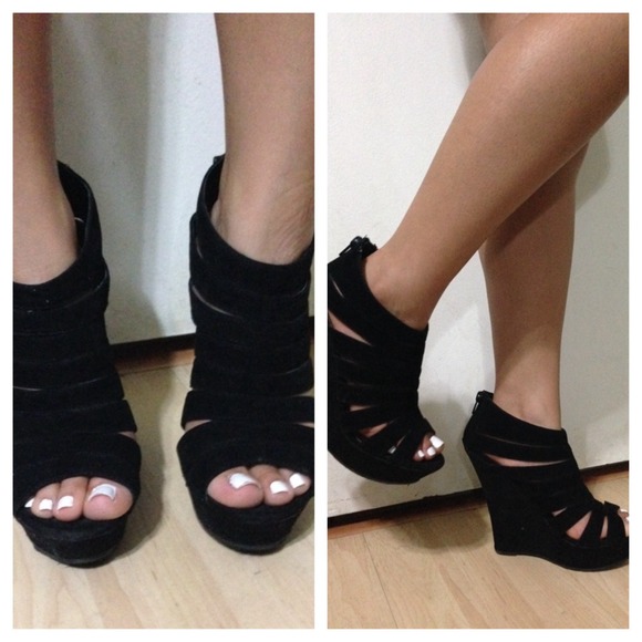 Black high heel wedges