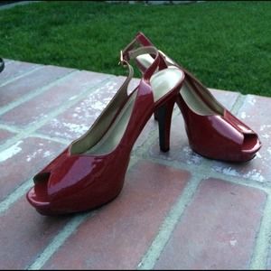 RED Nine West sling back platforms
