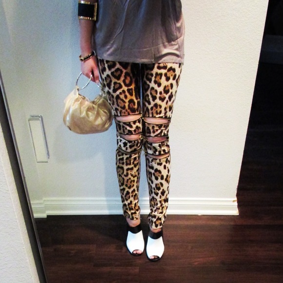 Pants - Leopard print zip leggings size S BNWT