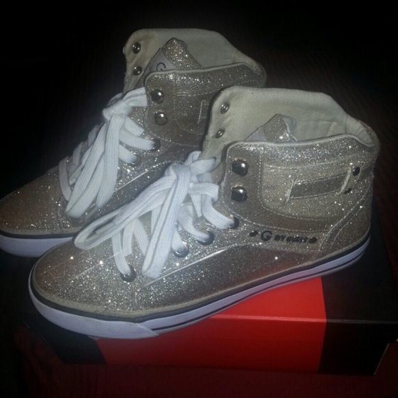 ***SOLD*****Guess glitter gold hightop sneakers - Picture 1 of 3