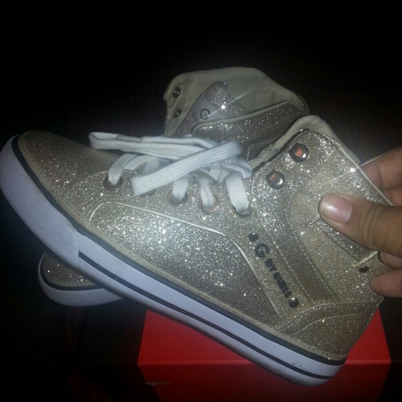 ***SOLD*****Guess glitter gold hightop sneakers - Picture 2 of 3