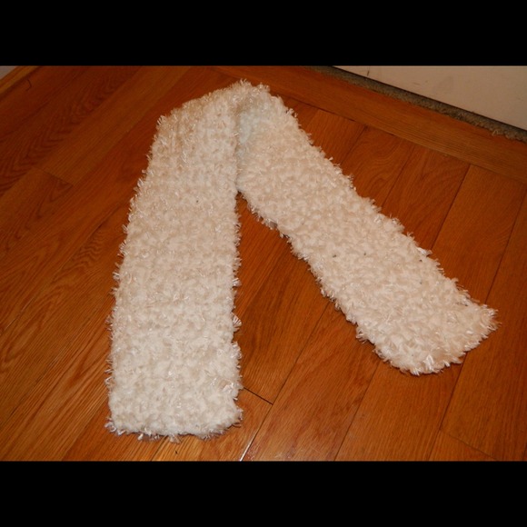 Hand knitted Snow White Chenille Eyelash Scarf