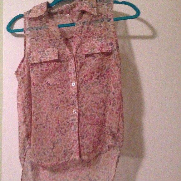 Leopard sheer button down top