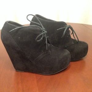Black Velvet Wedge Booties.