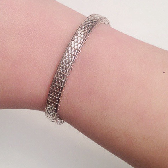 💐Stretch Silver tone Link Beads Bracelet