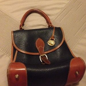 Vintage Dooney & Bourke bag navy blue with brown