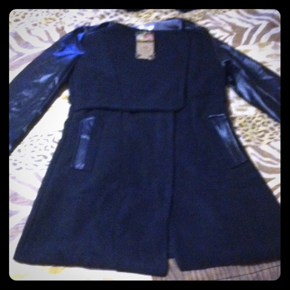 Wool with leather selves jacket