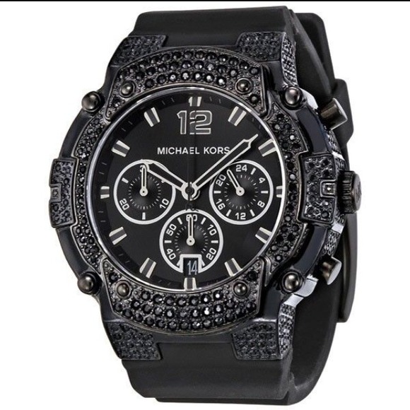 ⚫️MICHAEL KORS⚫️ Black Silicone Pavé Glitz Watch⌚️