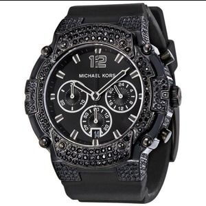 ⚫️MICHAEL KORS⚫️ Black Silicone Pavé Glitz Watch⌚️