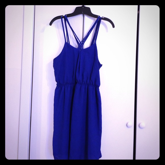 Blue dress.