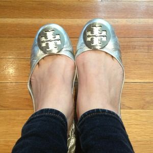 Silver Tory Burch flats *Authentic*!!