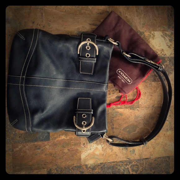 Authentic Black Leather Coach Purse