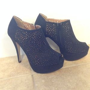 Black peep toe booties