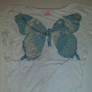Queen of E.vil burnt out tshirt with blue crystals