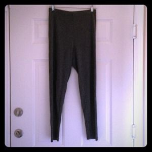 Grey stretch knit leggings.