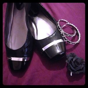Silver & Black Calvin Klein Flats