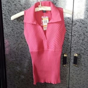 Pink INC ribbed collar tank top