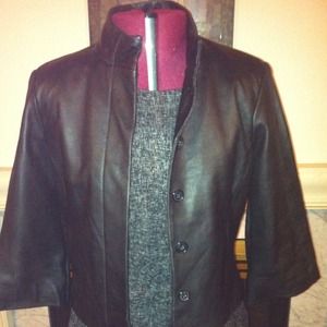 Black crop leather jacket